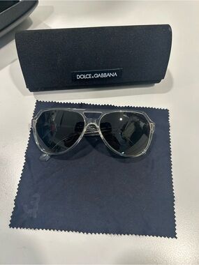 Dolce & Gabbana Clear Aviator Sunglasses with Black Lenses
